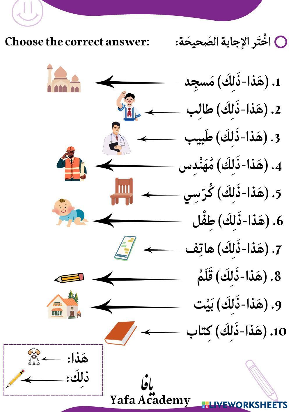 The difference between "هذا" and"ذلك"