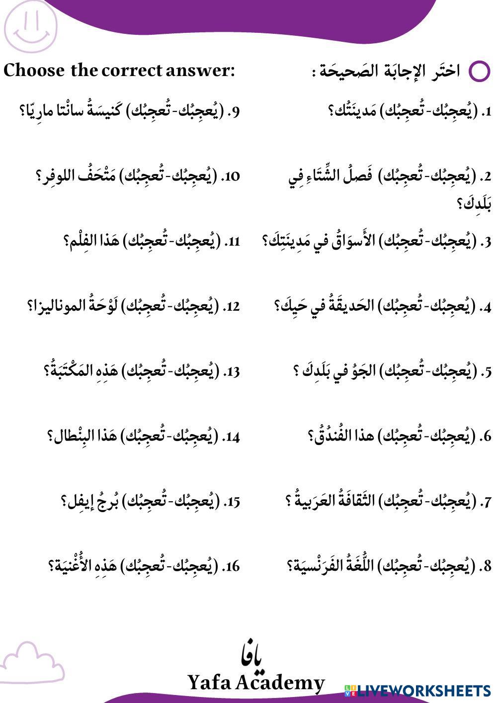 The difference between (تعجبك) and (يعجبك)