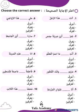 The verb (يعرف)